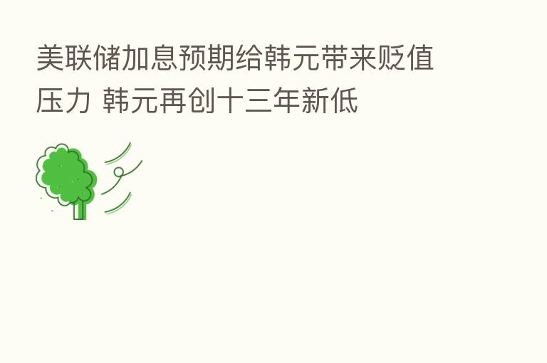 美联储加息预期给韩元带来贬值压力 韩元再创十三年新低