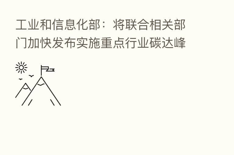 工业和信息化部：将联合相关部门加快发布实施重点行业碳达峰实施方案