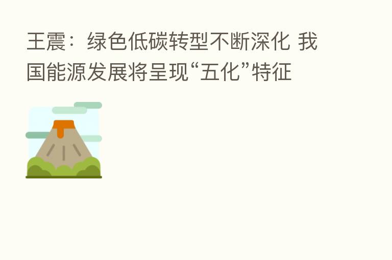 王震:绿色低碳转型不断深化 我国能源发展将呈现“五化”特征