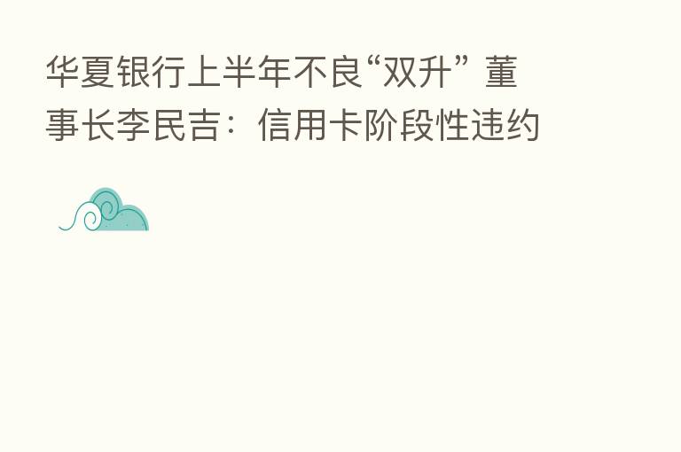 华夏银行上半年不良“双升” 董事长李民吉:信用卡阶段性违约有所增长
