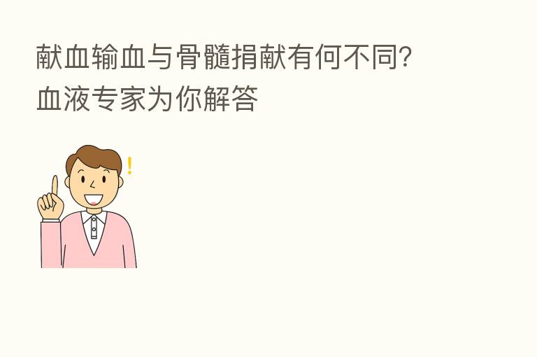 献血输血与骨髓捐献有何不同？血液专家为你解答