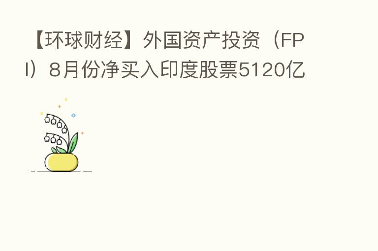 【环球财经】外国资产投资(FPI)8月份净买入印度股票5120亿卢比