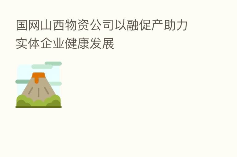 国网山西物资公司以融促产助力实体企业健康发展