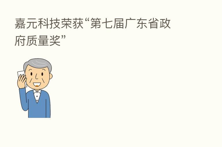 嘉元科技荣获“ 七届广东省政府质量奖”