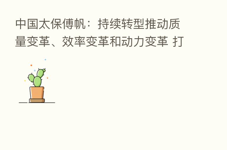 中国太保傅帆:持续转型推动质量变革、效率变革和动力变革 打造高质量发展新路径