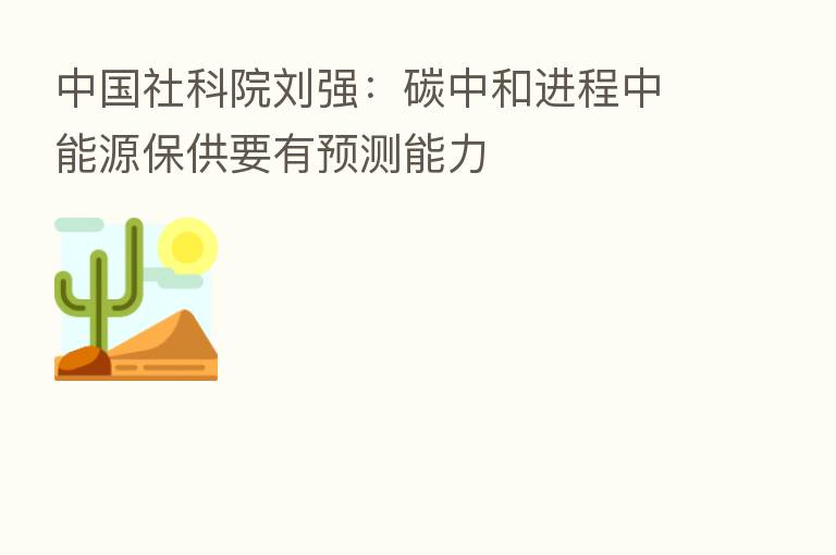 中国社科院刘强:碳中和进程中能源保供要有预测能力