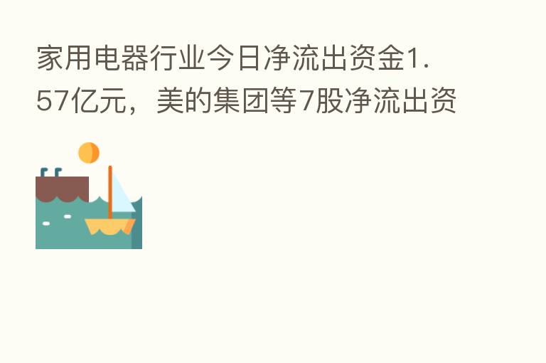 家用电器行业今日净流出资金1.57亿元,美的集团等7股净流出资金超千万元