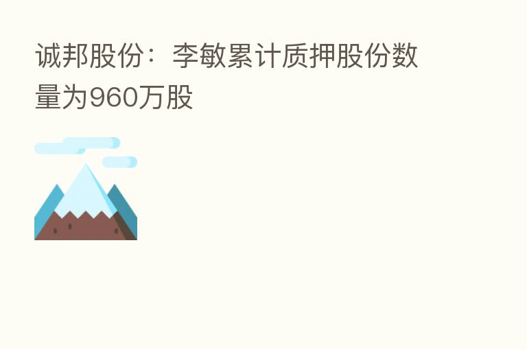 诚邦股份:李敏累计质押股份数量为960万股
