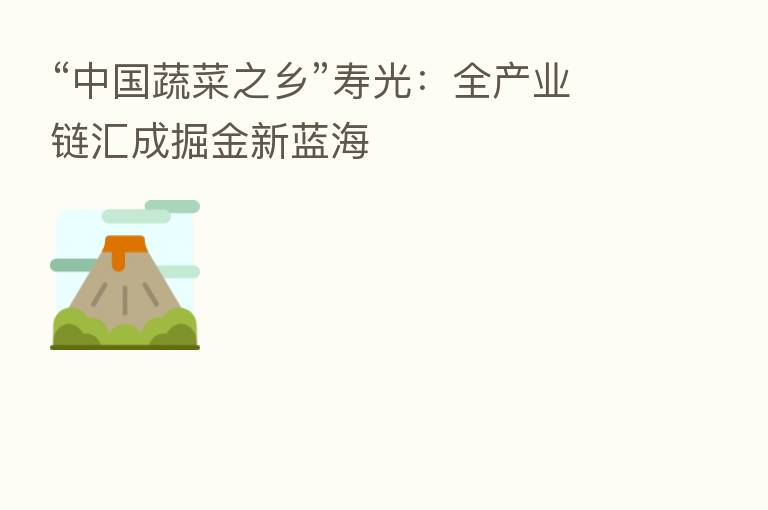 “中国蔬菜之乡”寿光:全产业链汇成掘金新蓝海