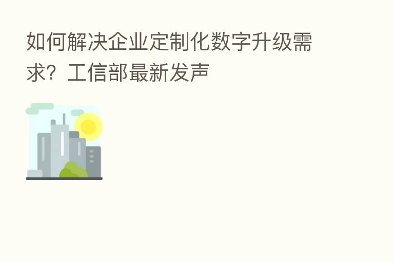 如何解决企业定制化数字升级需求?工信部新 发声