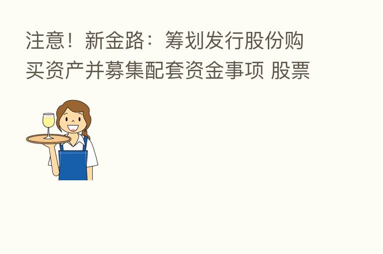 注意！新金路：筹划发行股份购买资产并募集配套资金事项 股票继续停牌