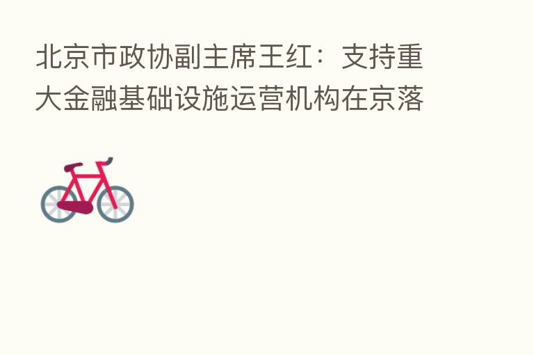 北京市政协副主席王红:支持重大金融基础设施运营机构在京落地发展