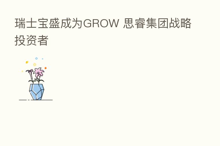 瑞士宝盛成为GROW 思睿集团战略投资者