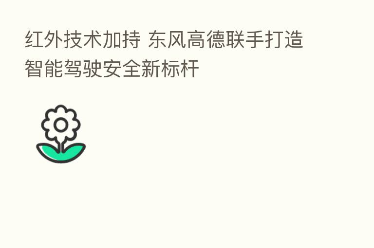 红外技术加持 东风高德联手打造智能驾驶安全新标杆