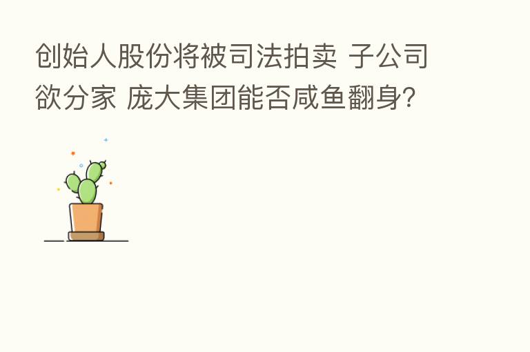创始人股份将被司法拍卖 子公司欲分家 庞大集团能否咸鱼翻身?