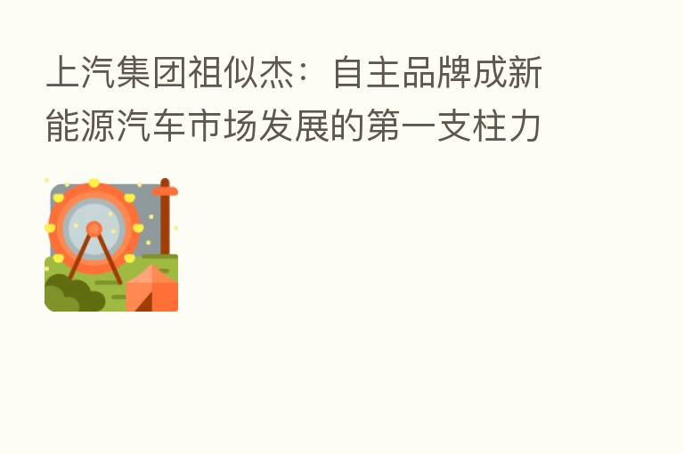 上汽集团祖似杰:自主品牌成新能源汽车市场发展的 一支柱力量