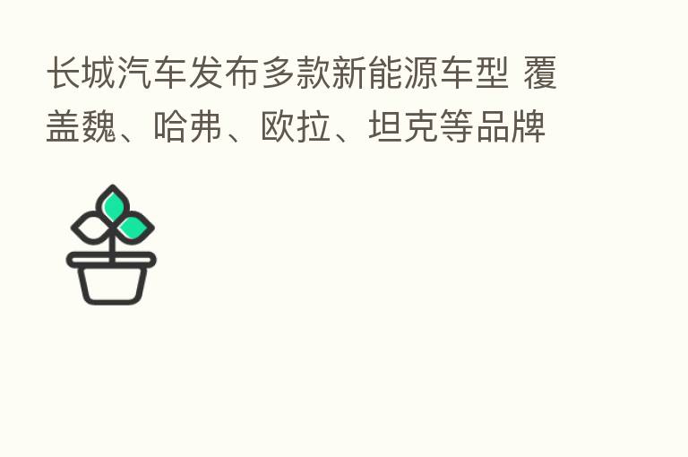 长城汽车发布多款新能源车型 覆盖魏、哈弗、欧拉、坦克等品牌