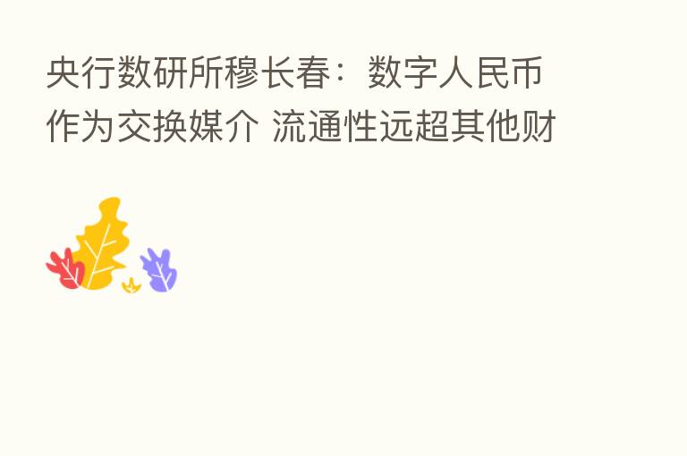 央行数研所穆长春:数字人民币作为交换媒介 流通性远超其他财产