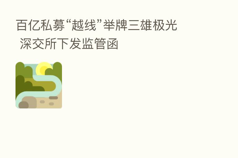 百亿私募“越线”举牌三雄极光 深交所下发监管函