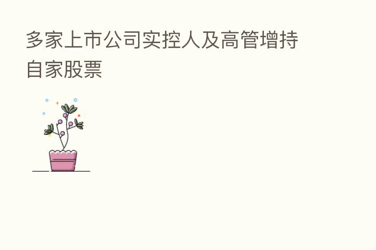 多家上市公司实控人及高管增持自家股票