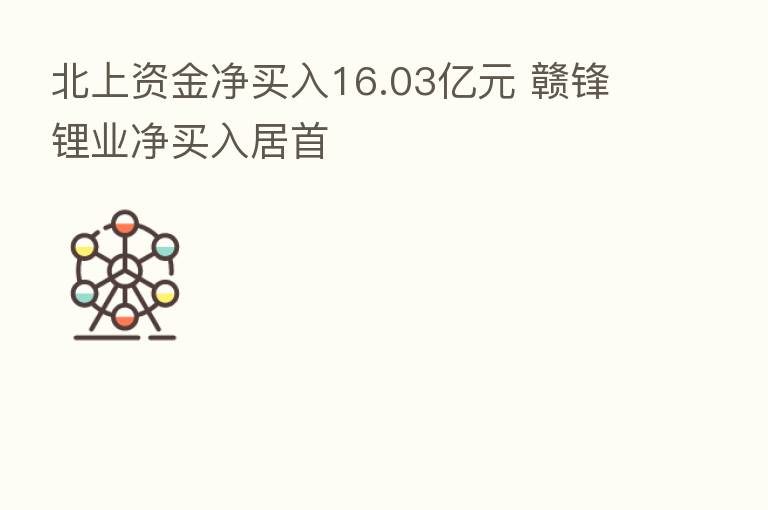 北上资金净买入16.03亿元 赣锋锂业净买入居首