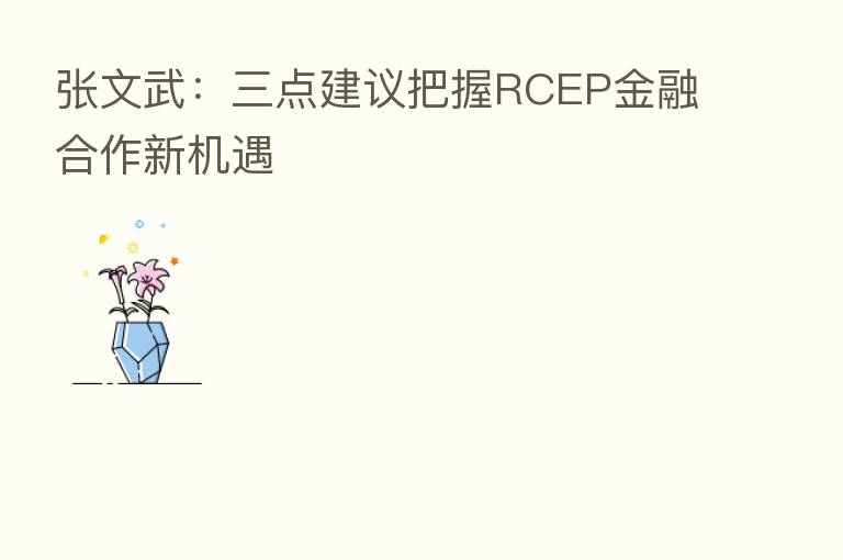 张文武:三点建议把握RCEP金 作新机遇