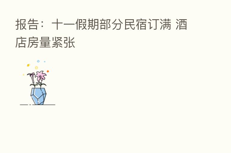 报告：十一假期部分民宿订满 酒店房量紧张