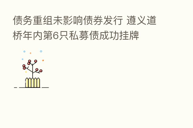 债务重组未影响债券发行 遵义道桥年内 6只私募债成功挂牌