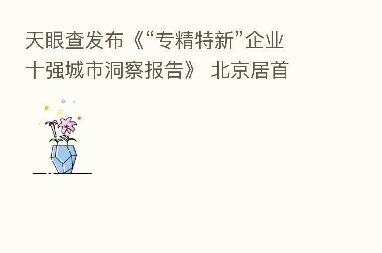 天眼查发布《“专精特新”企业十强城市洞察报告》 北京居首