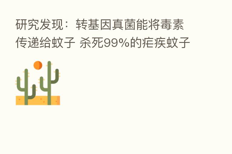 研究发现:转基因真菌能将毒素传递给蚊子 死99%的疟疾蚊子