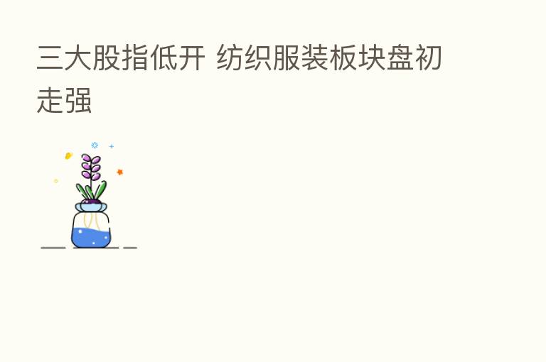 三大股指低开 纺织服装板块盘初走强