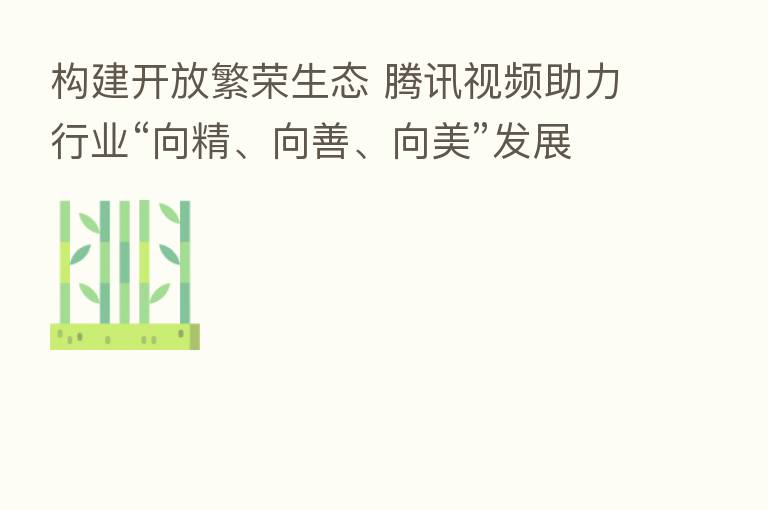 构建开放繁荣生态 腾讯视频助力行业“向精、向善、向美”发展