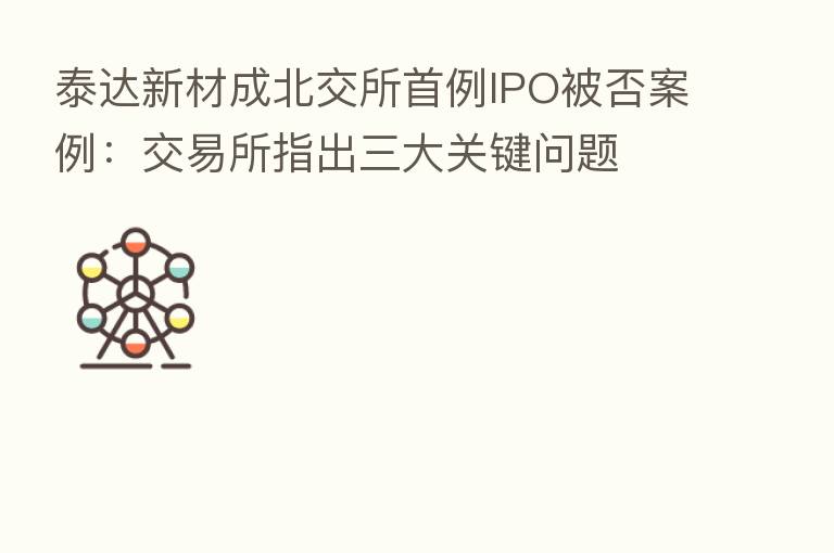 泰达新材成北交所首例IPO被否案例:交易所指出三大关键问题