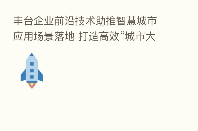 丰台企业前沿技术助推智慧城市应用场景落地 打造高效“城市大脑”