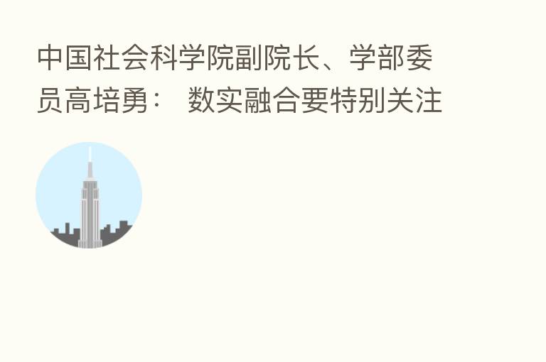 中国社会科学院副院长、学部委员高培勇: 数实 要特别关注个体工商户