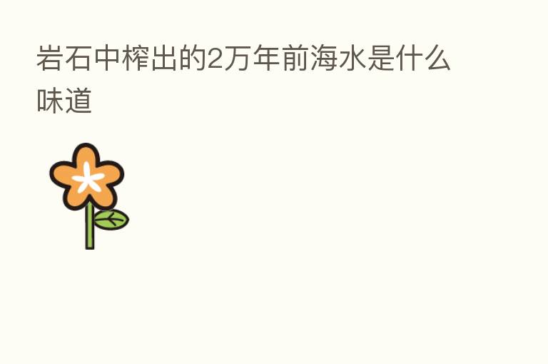 岩石中榨出的2万年前海水是什么味道
