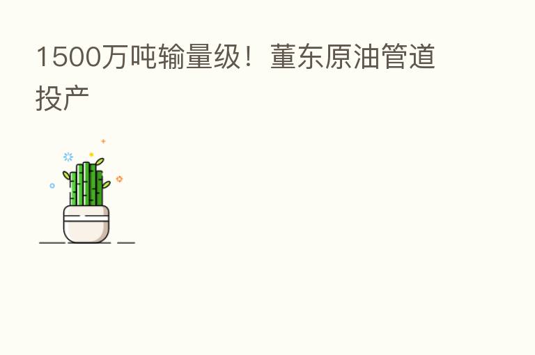 1500万吨输量级！董东原油管道投产