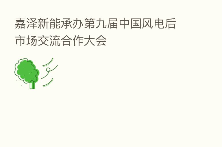 嘉泽新能承办 九届中国风电后市场交流合作大会