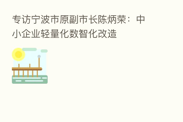 专访宁波市原副市长陈炳荣：中小企业轻量化数智化改造