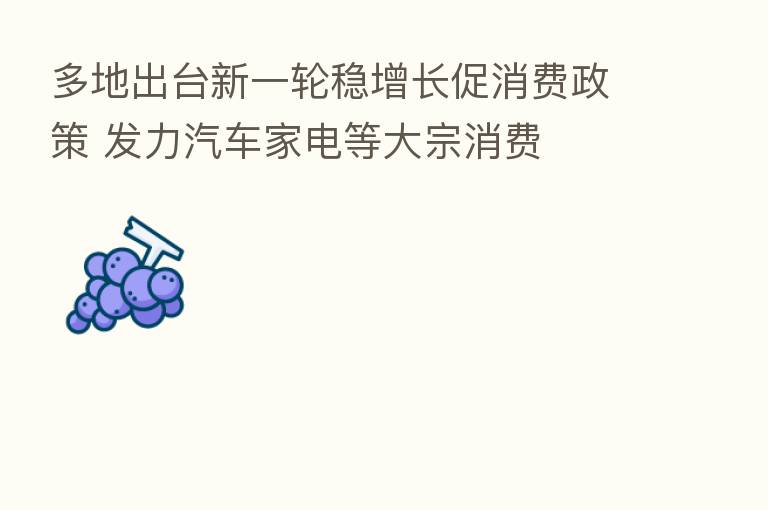 多地出台新一轮稳增长促消费政策 发力汽车家电等大宗消费