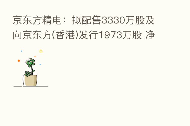 京东方精电:拟配售3330万股及向京东方(香港)发行1973万股 净筹共约7.99亿港元