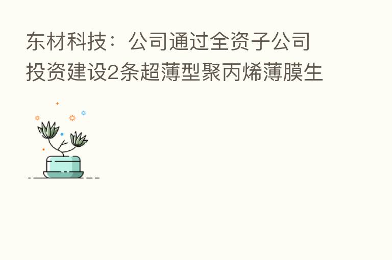 东材科技:公司通过全资子公司投资建设2条超薄型聚丙烯薄膜生产线 合计产能3,000吨/年
