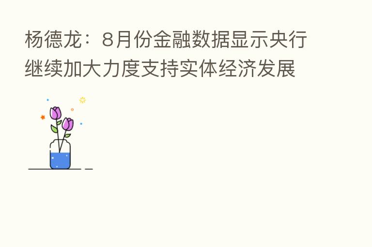 杨德龙:8月份金融数据显示央行继续加大力度支持实体经济发展