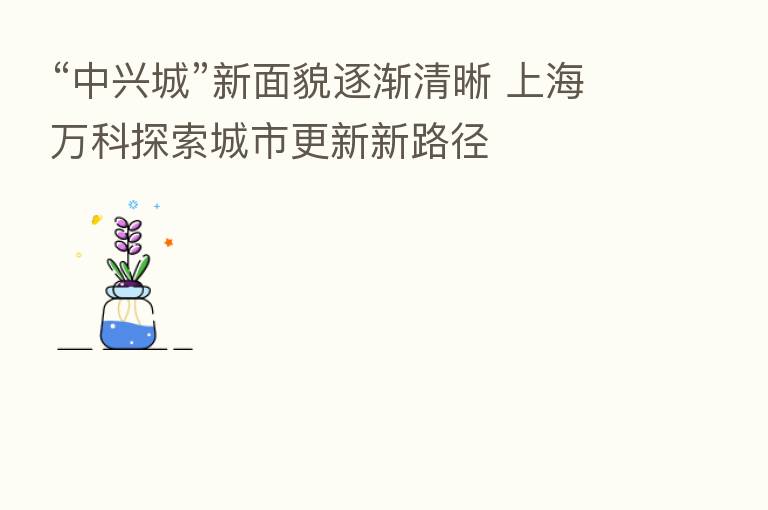 “中兴城”新面貌逐渐清晰 上海万科探索城市更新新路径