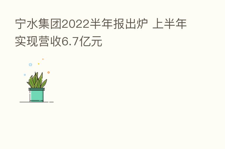 宁水集团2022半年报出炉 上半年实现营收6.7亿元