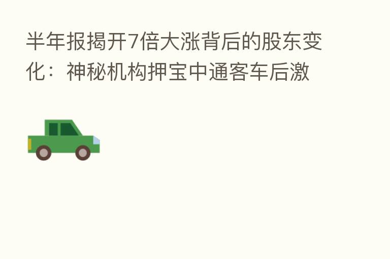 半年报揭开7倍大涨背后的股东变化:神秘机构押宝中通客车后激流勇退
