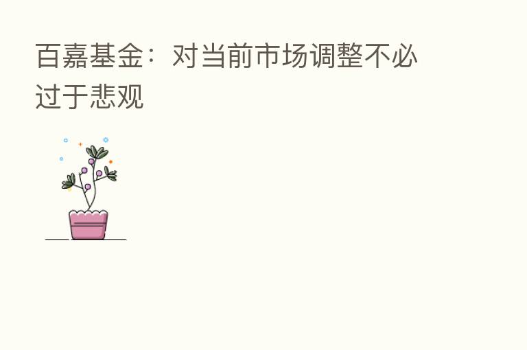 百嘉基金:对当前市场调整不必过于悲观