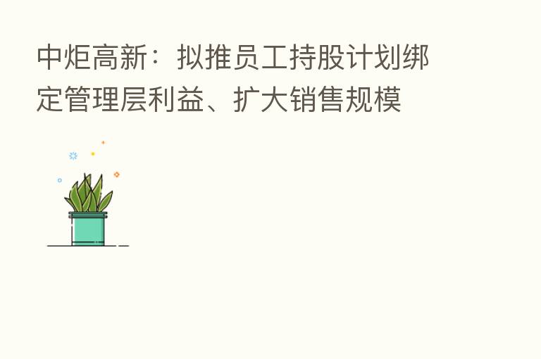 中炬高新:拟推员工持股计划绑定管理层利益、扩大销售规模