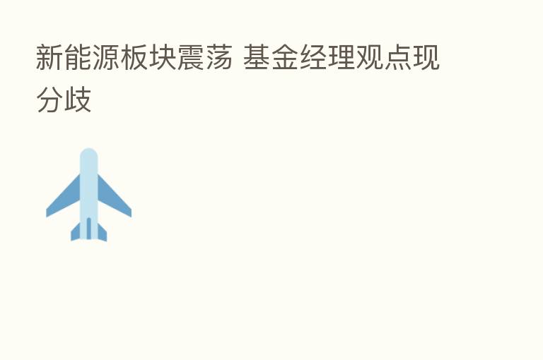 新能源板块震荡 基金经理观点现分歧