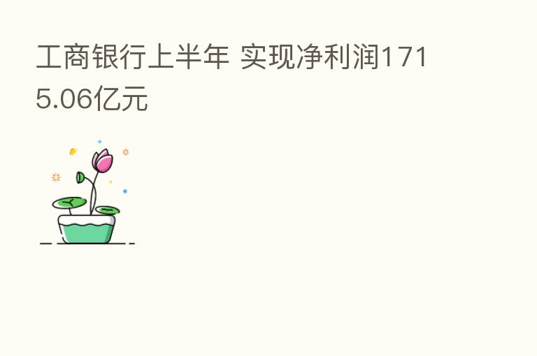 工商银行上半年 实现净利润1715.06亿元